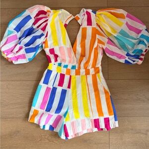 Buddy Love Multicolor Striped Kids Romper